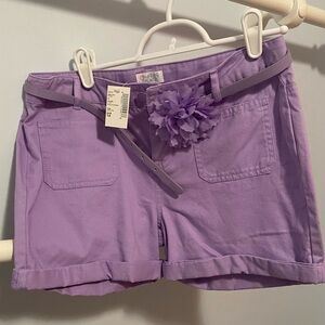 The Children’s Place Girls lavender shorts with gorgeous lavender flower on belt